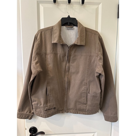 Free Country XL Vintage Canvas Utility Jacket Workwear Khaki Zip Outdoors - Picture 1 of 14